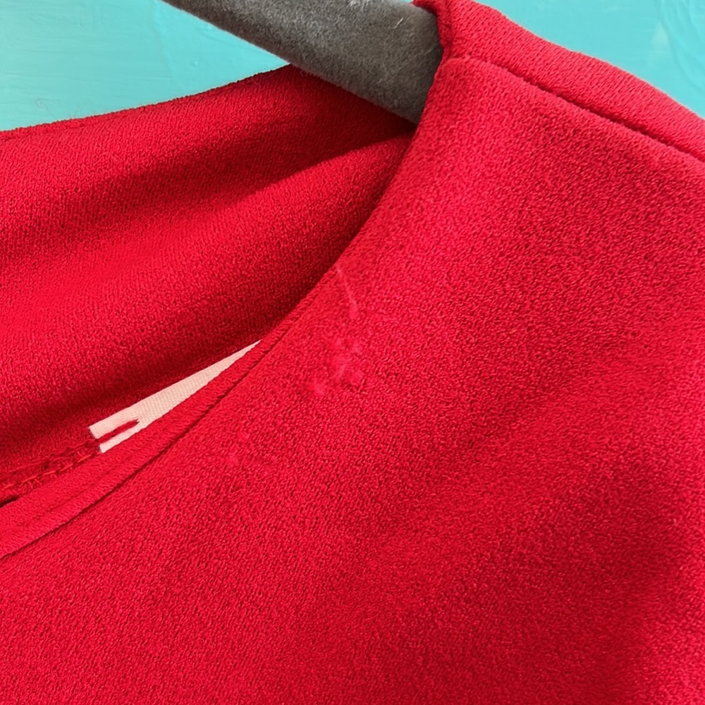 Chic Red Ruffle Midi Dress - Picture 6 of 7
